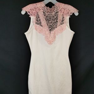 White and rose gold lace dress